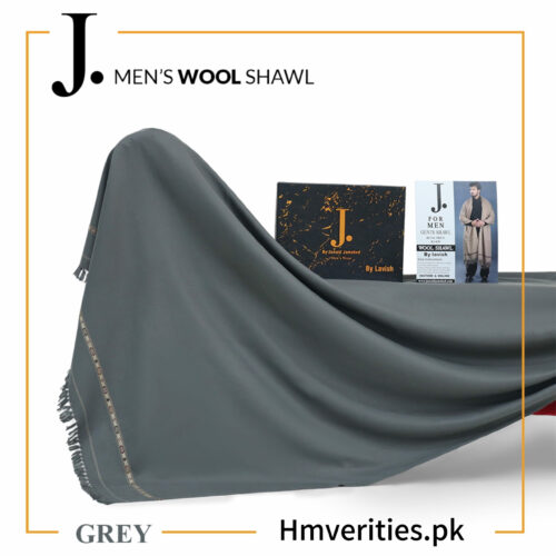 JUNAID JUMSHAID Men’s Blended Sooti Wool Shawls Grey Color