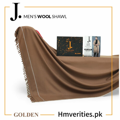 JUNAID JUMSHAID Men’s Blended Sooti Wool Shawls Golden Color