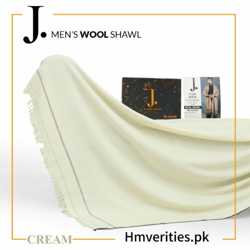 JUNAID JUMSHAID Men’s Blended Sooti Wool Shawls Cream Color