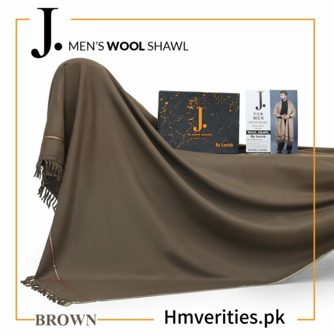 JUNAID JUMSHAID Men’s Blended Sooti Wool Shawls Brown Color